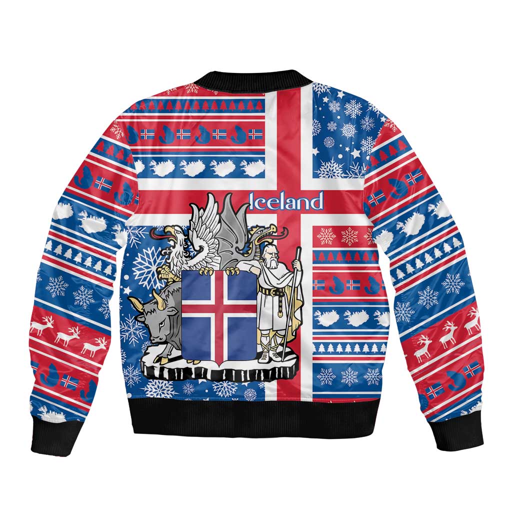 Iceland Christmas Sleeve Zip Bomber Jacket Gyrfalcon Santa Merry Xmas - Wonder Print Shop