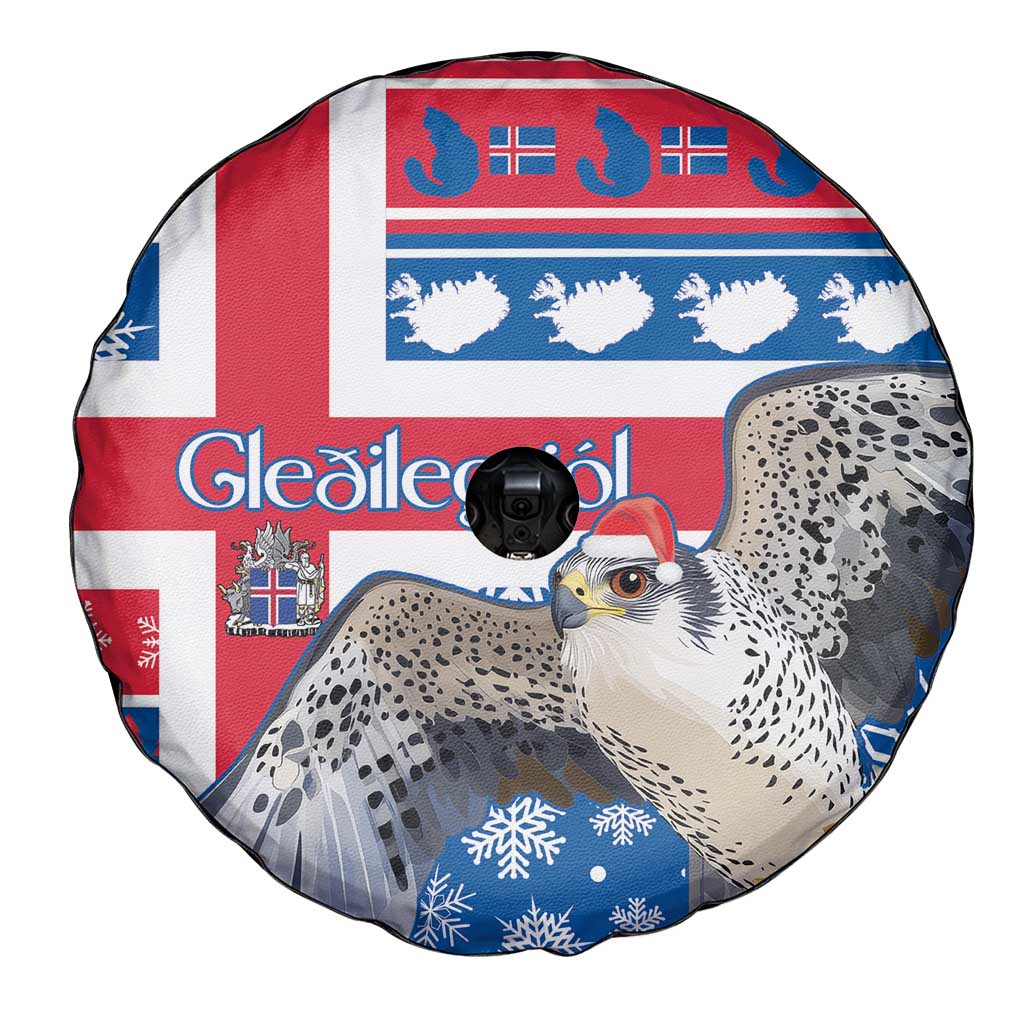 Iceland Christmas Spare Tire Cover Gyrfalcon Santa Merry Xmas - Wonder Print Shop