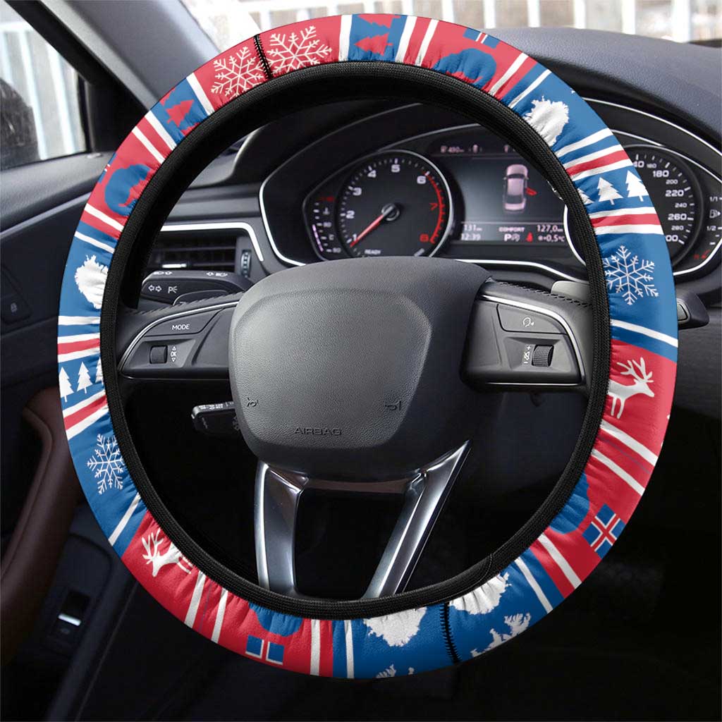 Iceland Christmas Steering Wheel Cover Gyrfalcon Santa Merry Xmas - Wonder Print Shop