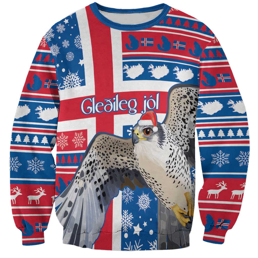 Iceland Christmas Sweatshirt Gyrfalcon Santa Merry Xmas - Wonder Print Shop