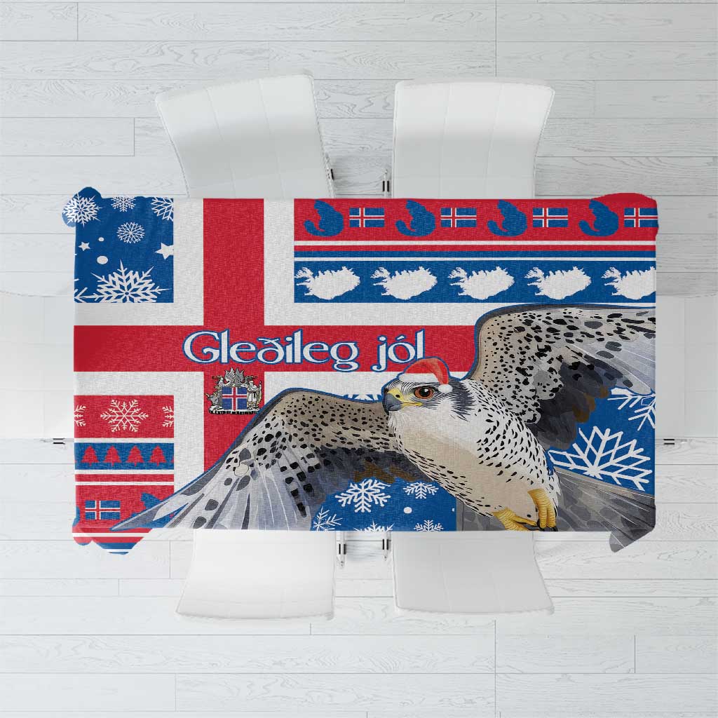 Iceland Christmas Tablecloth Gyrfalcon Santa Merry Xmas - Wonder Print Shop