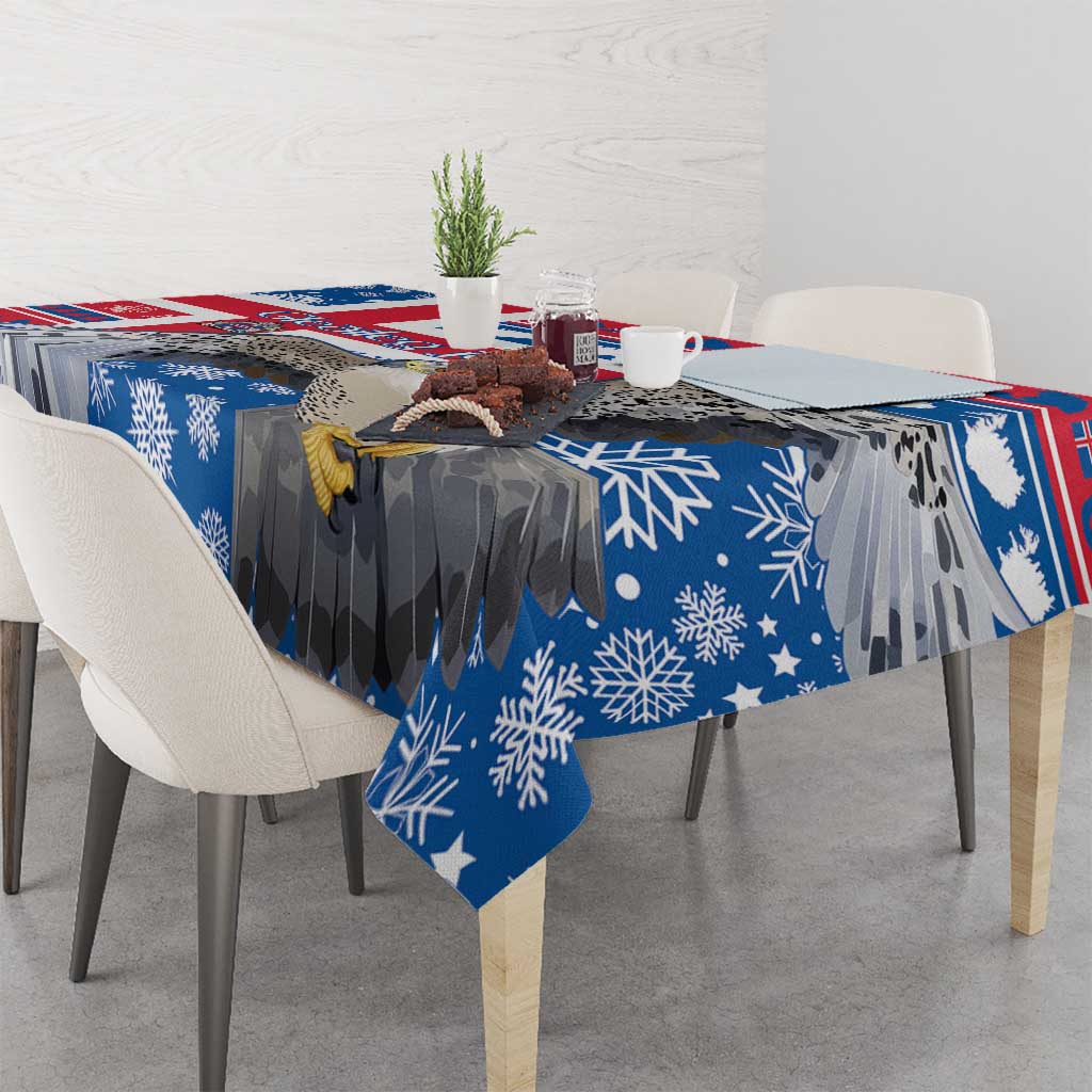 Iceland Christmas Tablecloth Gyrfalcon Santa Merry Xmas - Wonder Print Shop