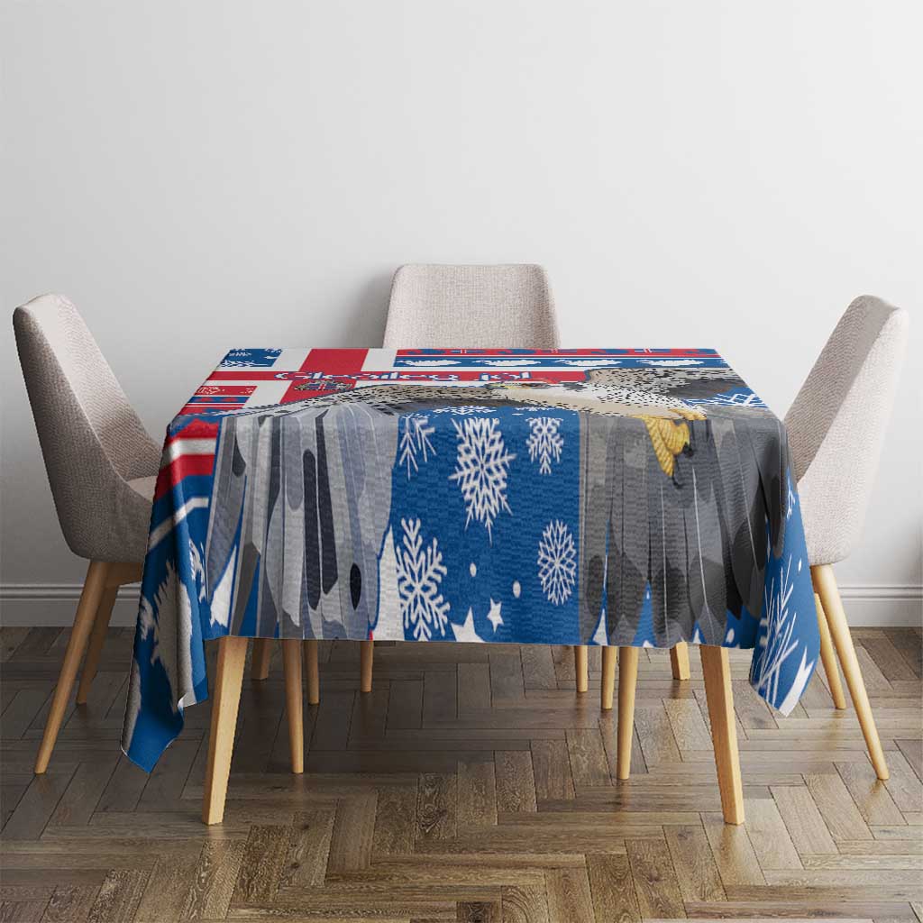 Iceland Christmas Tablecloth Gyrfalcon Santa Merry Xmas - Wonder Print Shop