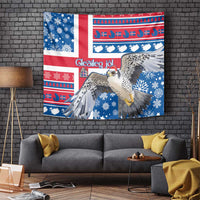 Iceland Christmas Tapestry Gyrfalcon Santa Merry Xmas - Wonder Print Shop