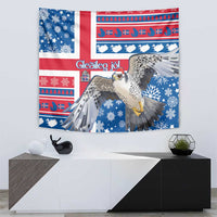 Iceland Christmas Tapestry Gyrfalcon Santa Merry Xmas - Wonder Print Shop