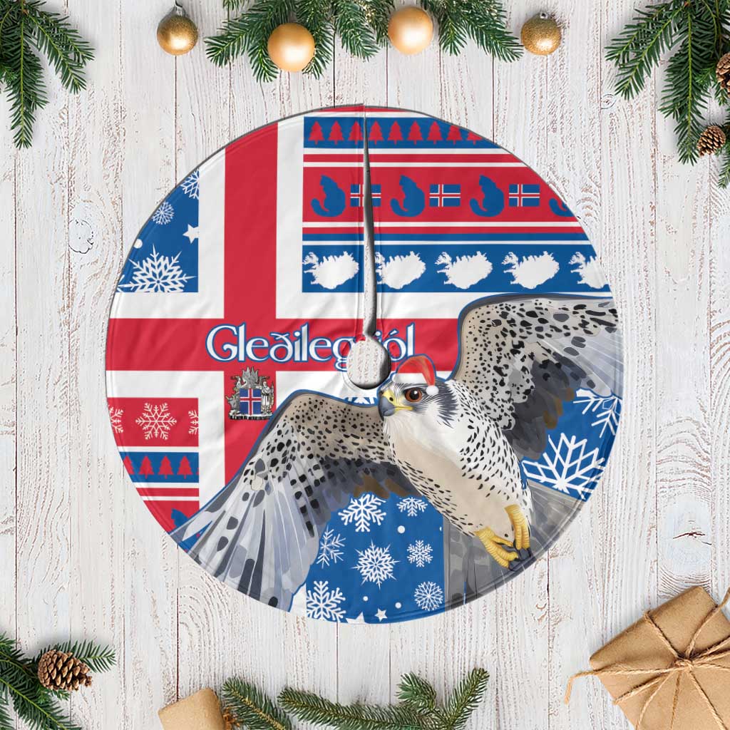 Iceland Christmas Tree Skirt Gyrfalcon Santa Merry Xmas - Wonder Print Shop