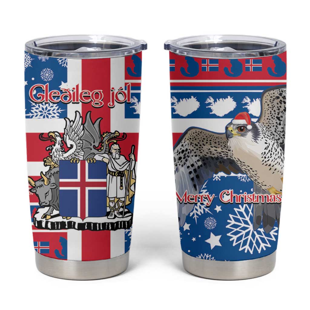 Iceland Christmas Tumbler Cup Gyrfalcon Santa Merry Xmas - Wonder Print Shop