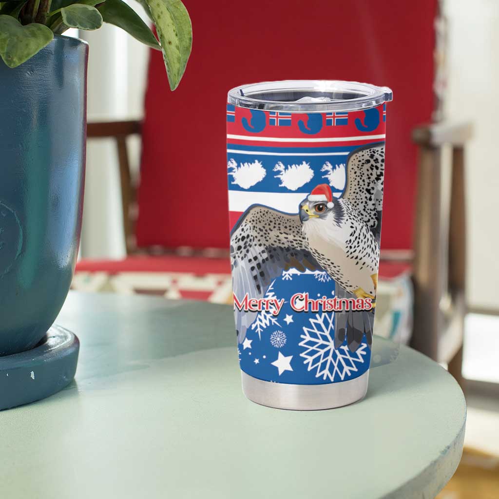 Iceland Christmas Tumbler Cup Gyrfalcon Santa Merry Xmas - Wonder Print Shop
