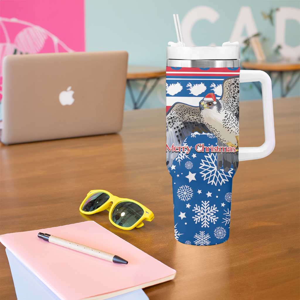 Iceland Christmas Tumbler With Handle Gyrfalcon Santa Merry Xmas - Wonder Print Shop