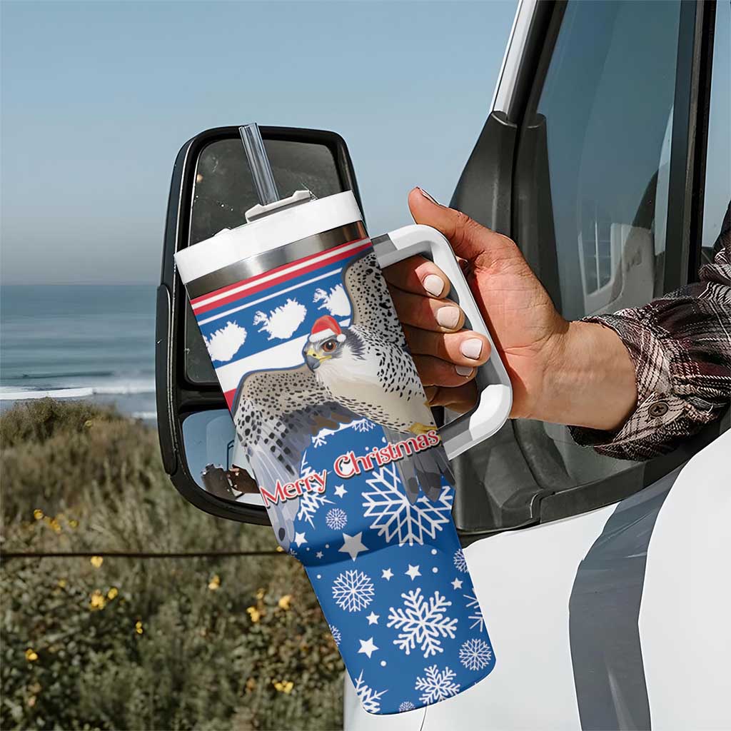Iceland Christmas Tumbler With Handle Gyrfalcon Santa Merry Xmas - Wonder Print Shop
