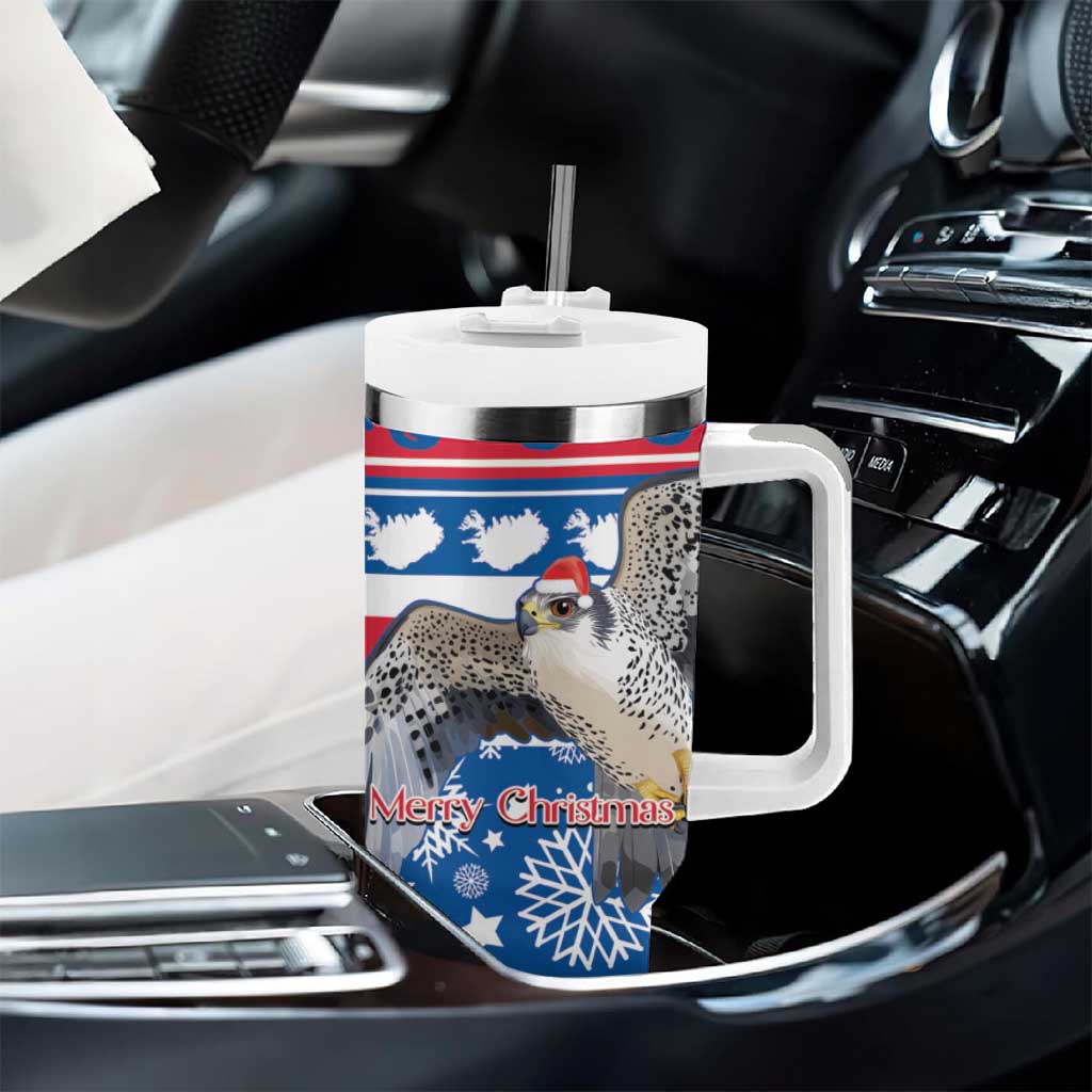 Iceland Christmas Tumbler With Handle Gyrfalcon Santa Merry Xmas - Wonder Print Shop