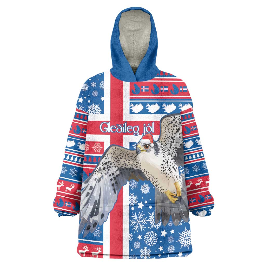Iceland Christmas Wearable Blanket Hoodie Gyrfalcon Santa Merry Xmas - Wonder Print Shop