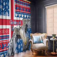 Iceland Christmas Window Curtain Gyrfalcon Santa Merry Xmas - Wonder Print Shop