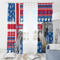 Iceland Christmas Window Curtain Gyrfalcon Santa Merry Xmas - Wonder Print Shop