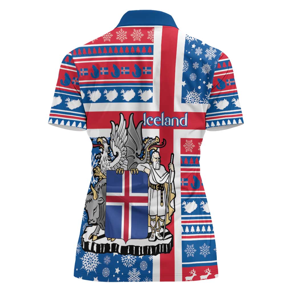 Iceland Christmas Women Polo Shirt Gyrfalcon Santa Merry Xmas - Wonder Print Shop