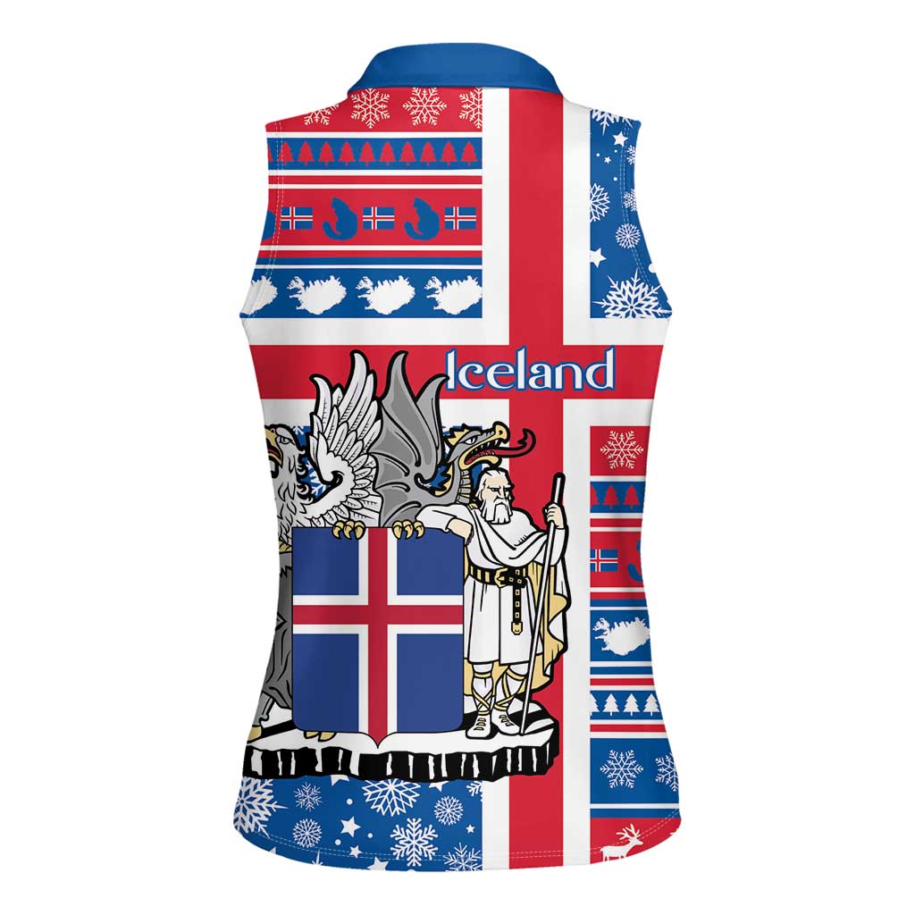 Iceland Christmas Women Sleeveless Polo Shirt Gyrfalcon Santa Merry Xmas - Wonder Print Shop