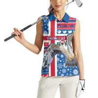 Iceland Christmas Women Sleeveless Polo Shirt Gyrfalcon Santa Merry Xmas - Wonder Print Shop