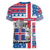 Iceland Christmas Women V-Neck T-Shirt Gyrfalcon Santa Merry Xmas - Wonder Print Shop