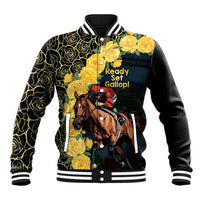 Melbourne Horse Racing Baseball Jacket Yellow Roses - Ready Set Gallop! - Wonder Print Shop