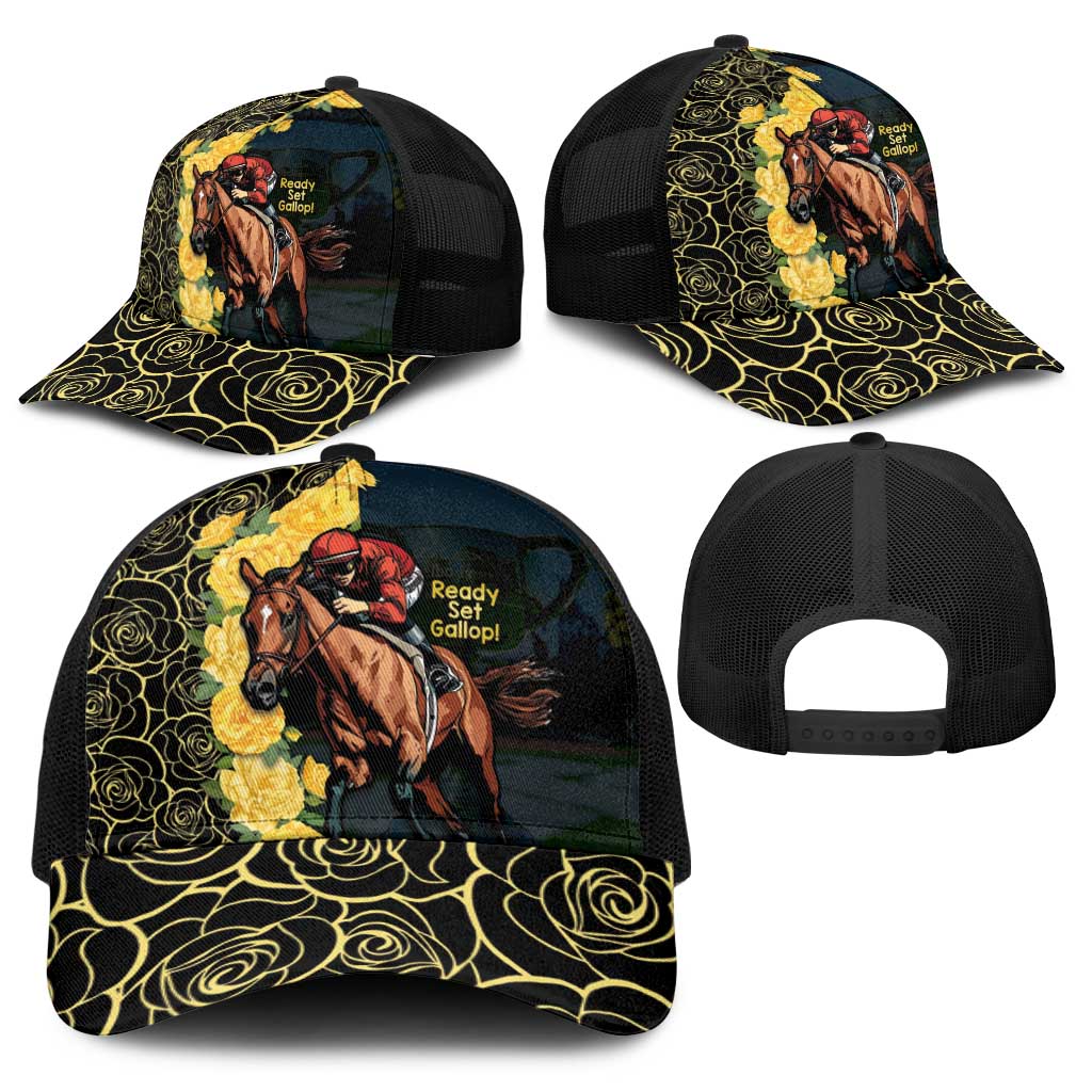 Melbourne Horse Racing Baseball Net Cap Yellow Roses - Ready Set Gallop - Wonder Print Shop