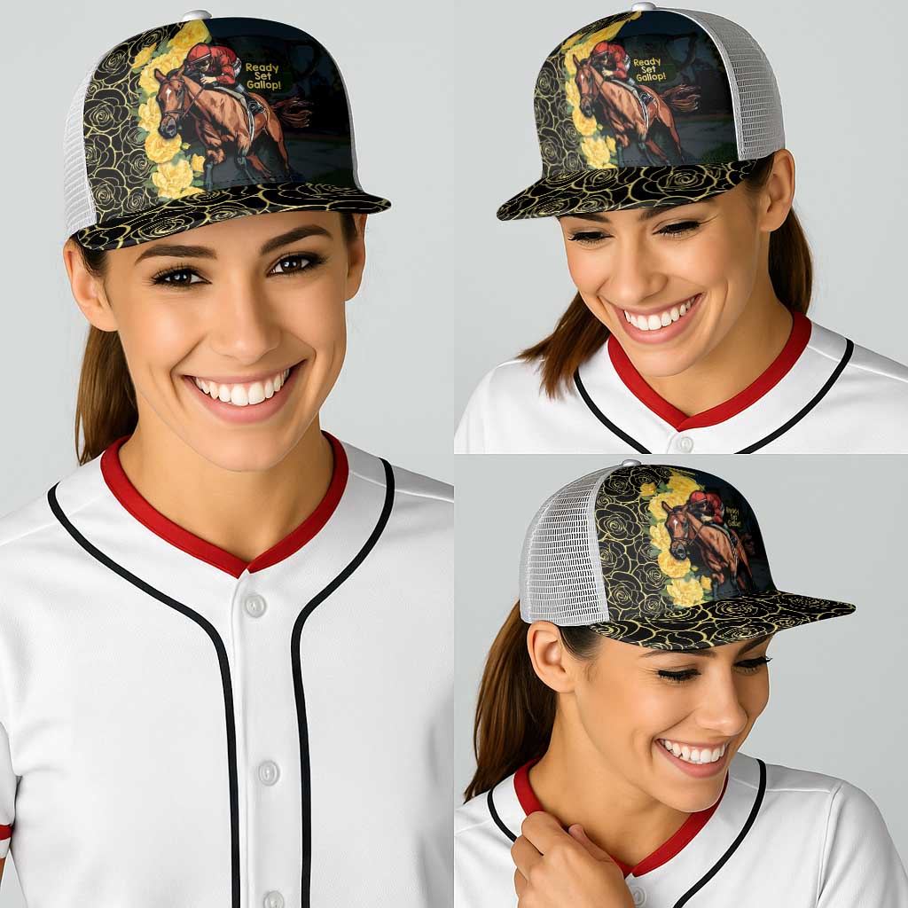 Melbourne Horse Racing Baseball Net Cap Yellow Roses - Ready Set Gallop - Wonder Print Shop