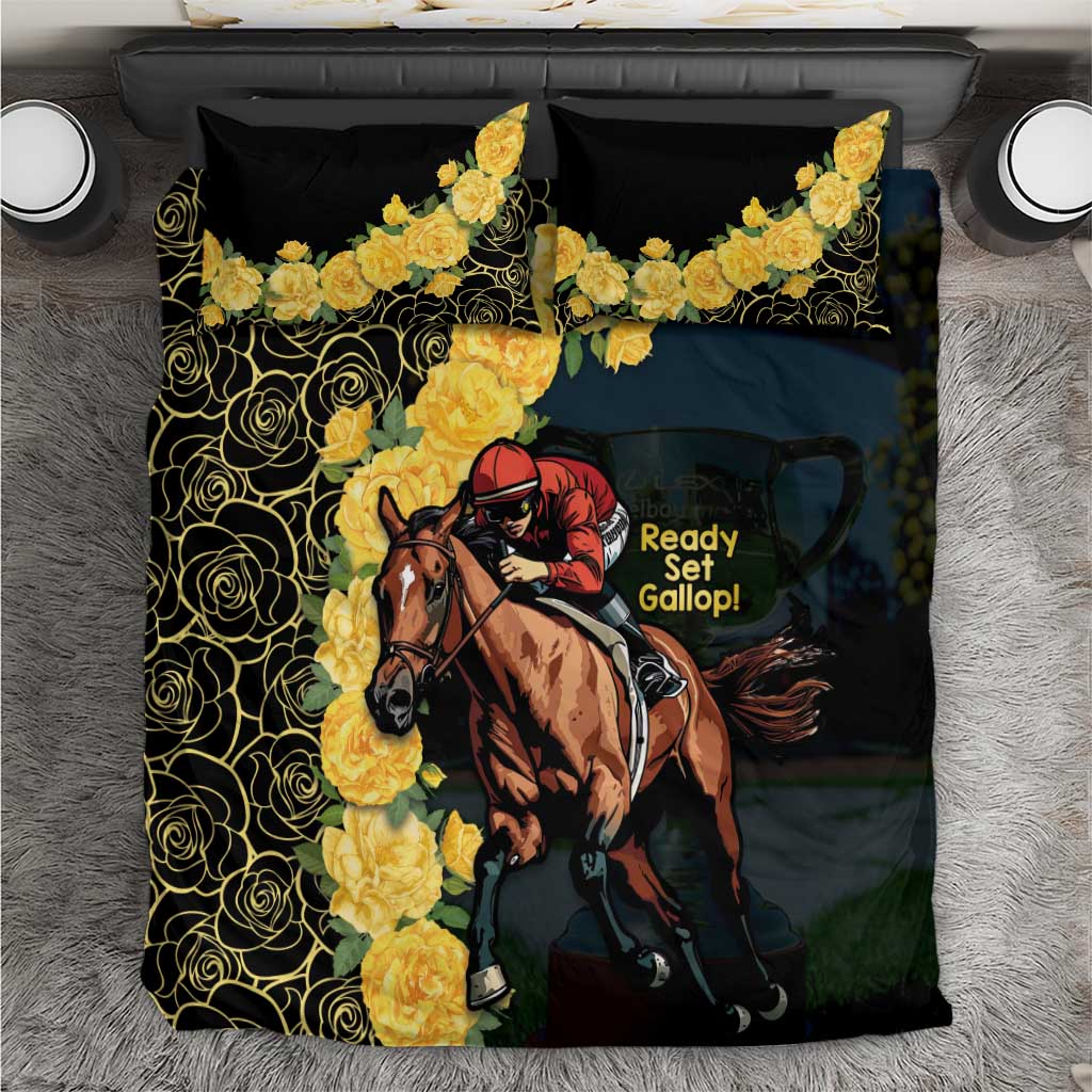 Melbourne Horse Racing Bedding Set Yellow Roses - Ready Set Gallop! - Wonder Print Shop
