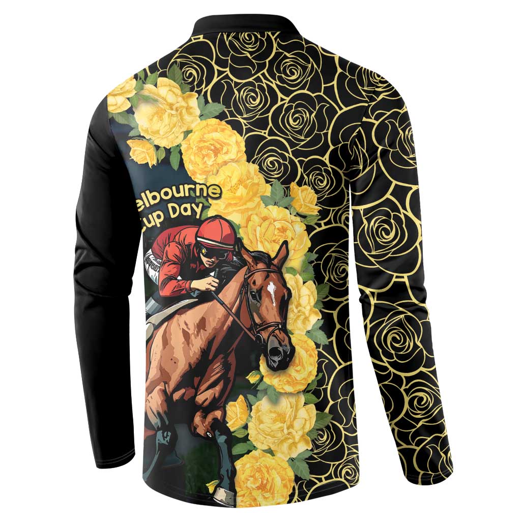 Melbourne Horse Racing Button Sweatshirt Yellow Roses - Ready Set Gallop! - Wonder Print Shop