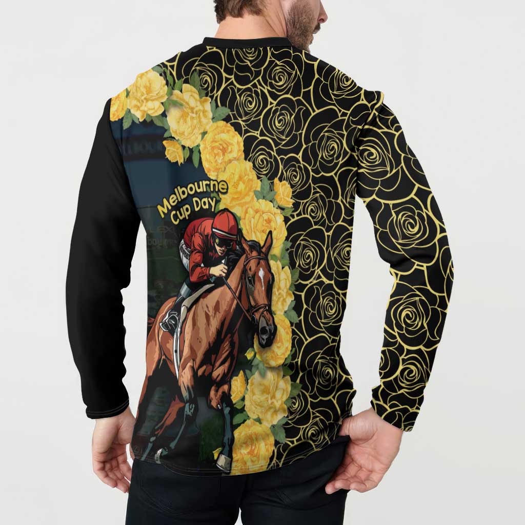Melbourne Horse Racing Button Sweatshirt Yellow Roses - Ready Set Gallop! - Wonder Print Shop