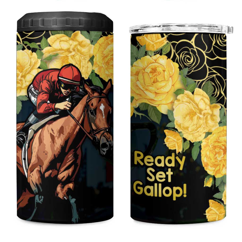 Melbourne Horse Racing 4 in 1 Can Cooler Tumbler Yellow Roses - Ready Set Gallop! - Wonder Print Shop