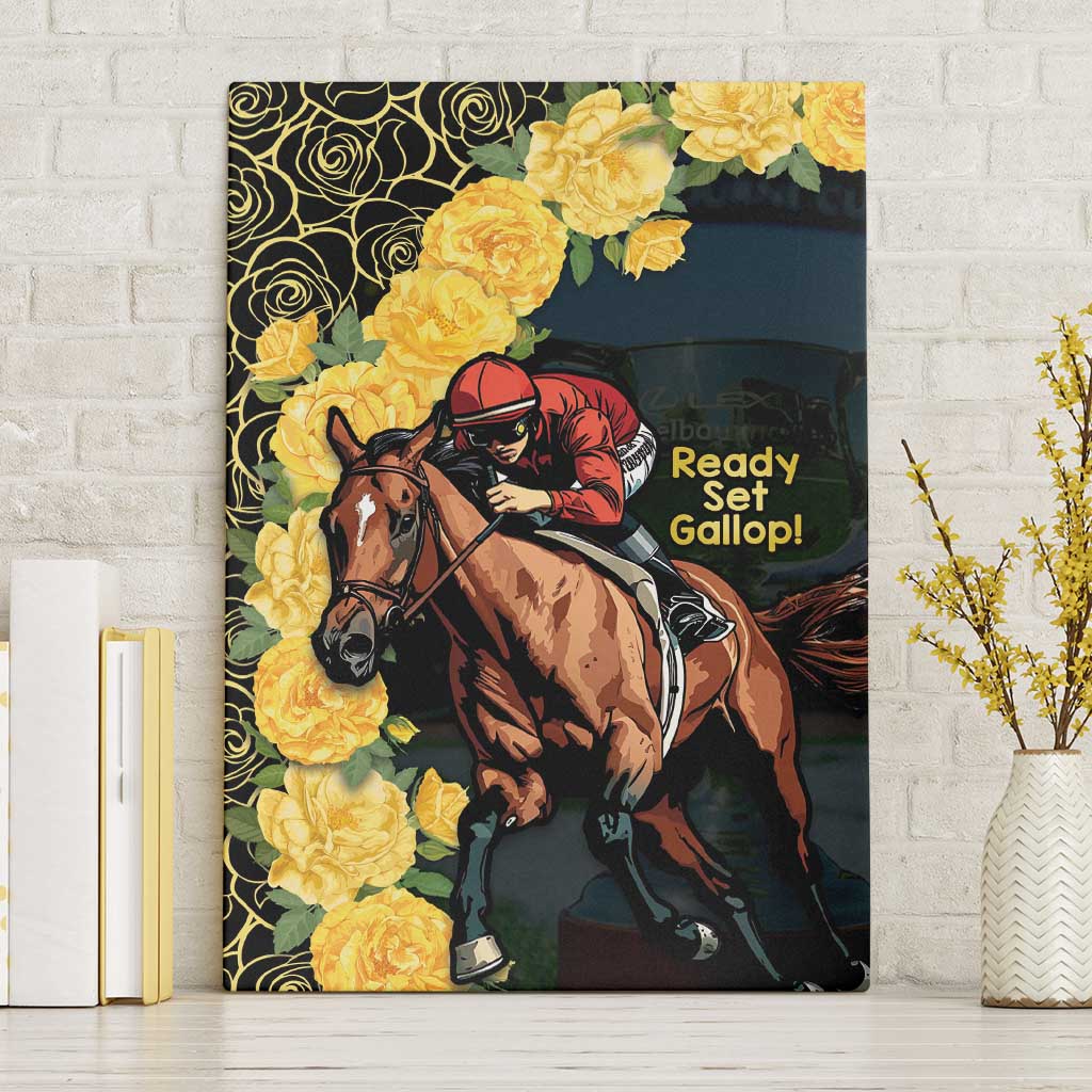 Melbourne Horse Racing Canvas Wall Art Yellow Roses - Ready Set Gallop! - Wonder Print Shop