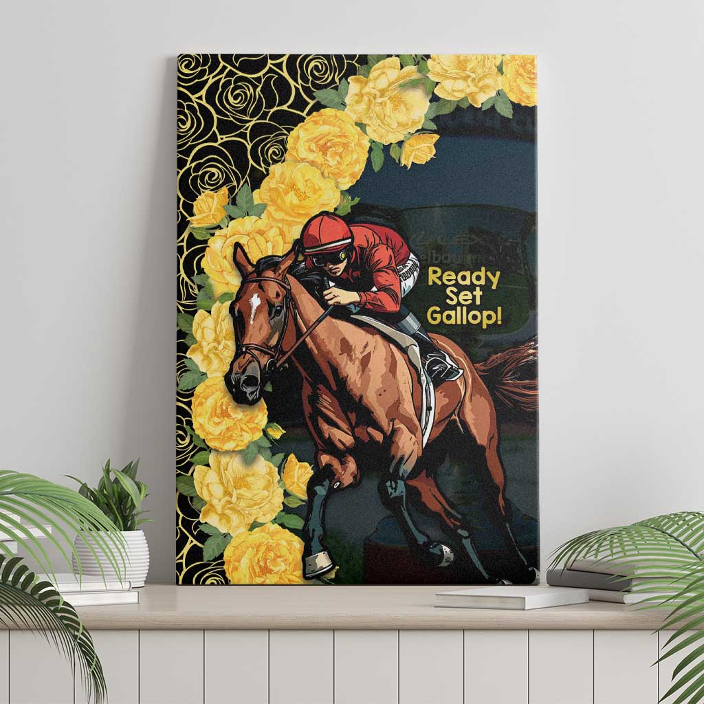 Melbourne Horse Racing Canvas Wall Art Yellow Roses - Ready Set Gallop! - Wonder Print Shop