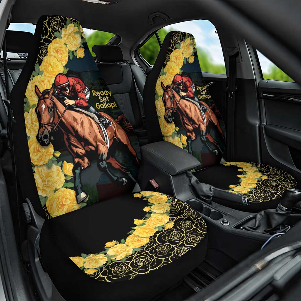 Melbourne Horse Racing Car Seat Cover Yellow Roses - Ready Set Gallop! - Wonder Print Shop