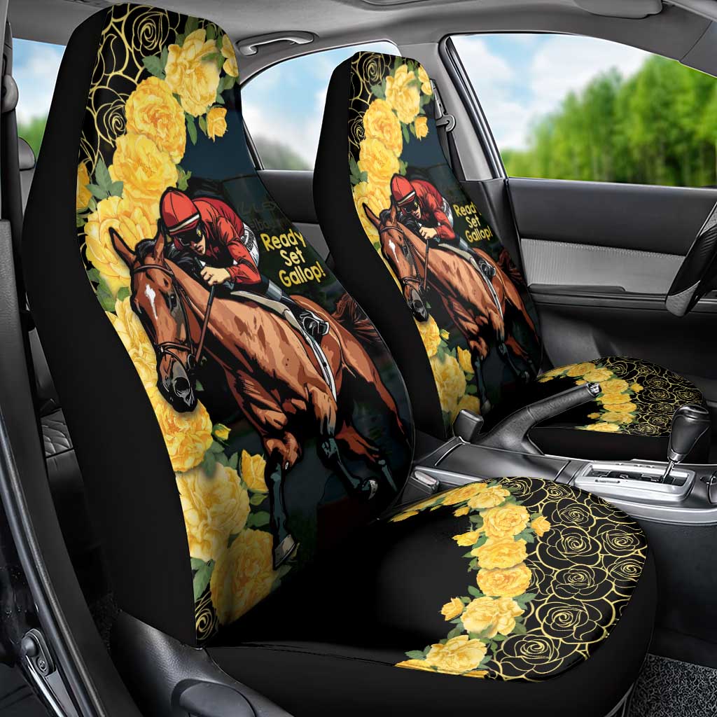 Melbourne Horse Racing Car Seat Cover Yellow Roses - Ready Set Gallop! - Wonder Print Shop