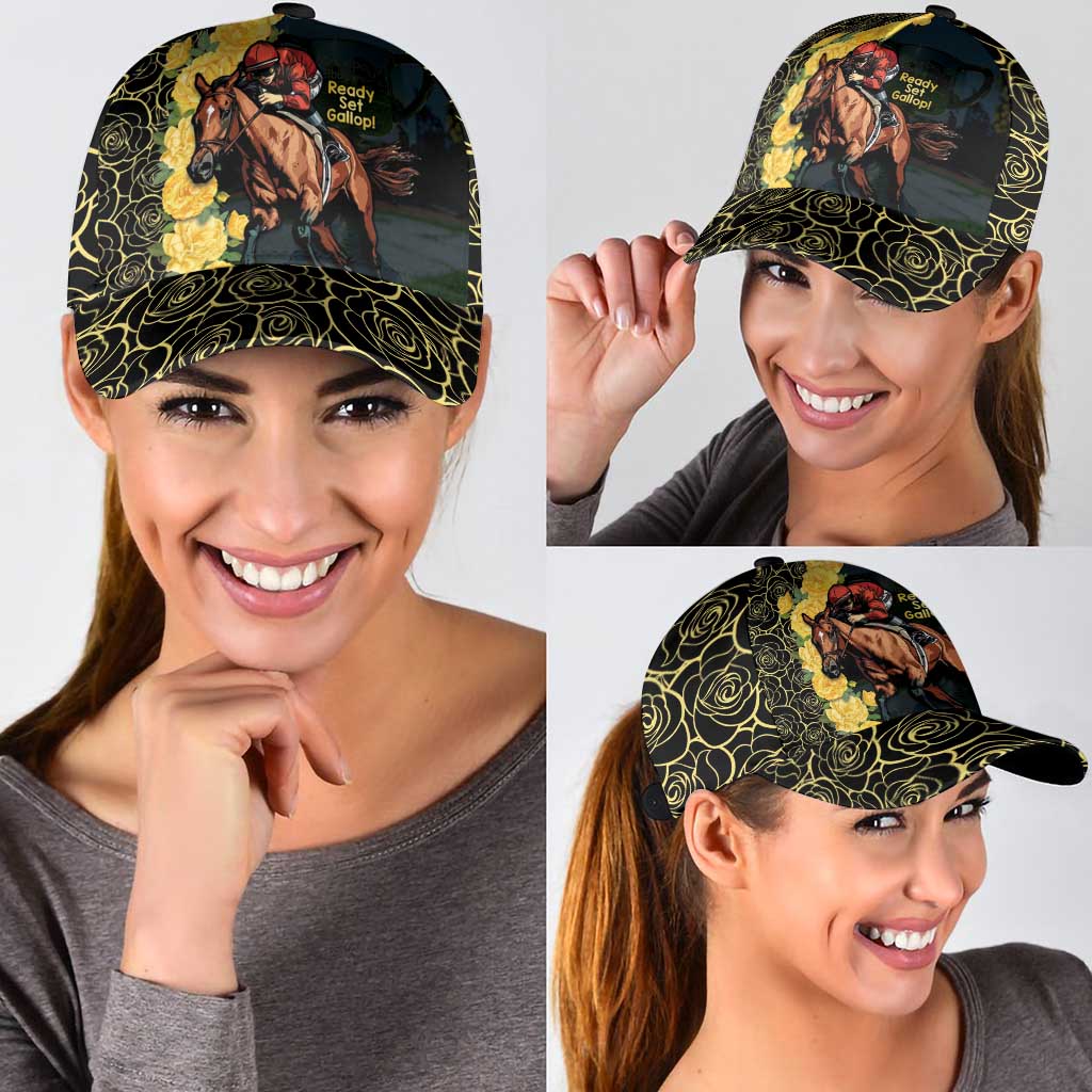 Melbourne Horse Racing Classic Cap Yellow Roses - Ready Set Gallop - Wonder Print Shop