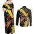 Melbourne Horse Racing Couples Matching Off Shoulder Maxi Dress and Long Sleeve Button Shirt Yellow Roses - Ready Set Gallop! - Wonder Print Shop