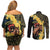 Melbourne Horse Racing Couples Matching Off Shoulder Short Dress and Long Sleeve Button Shirt Yellow Roses - Ready Set Gallop! - Wonder Print Shop