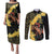 Melbourne Horse Racing Couples Matching Puletasi and Long Sleeve Button Shirt Yellow Roses - Ready Set Gallop! - Wonder Print Shop
