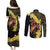 Melbourne Horse Racing Couples Matching Puletasi and Long Sleeve Button Shirt Yellow Roses - Ready Set Gallop! - Wonder Print Shop