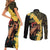 Melbourne Horse Racing Couples Matching Short Sleeve Bodycon Dress and Long Sleeve Button Shirt Yellow Roses - Ready Set Gallop! - Wonder Print Shop