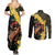 Melbourne Horse Racing Couples Matching Summer Maxi Dress and Long Sleeve Button Shirt Yellow Roses - Ready Set Gallop! - Wonder Print Shop