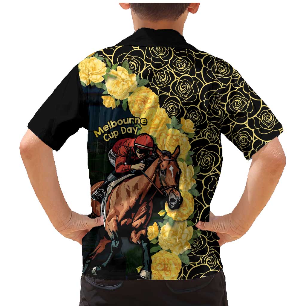 Melbourne Horse Racing Family Matching Mermaid Dress and Hawaiian Shirt Yellow Roses - Ready Set Gallop! - Wonder Print Shop