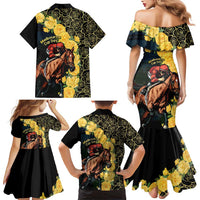Melbourne Horse Racing Family Matching Mermaid Dress and Hawaiian Shirt Yellow Roses - Ready Set Gallop! - Wonder Print Shop