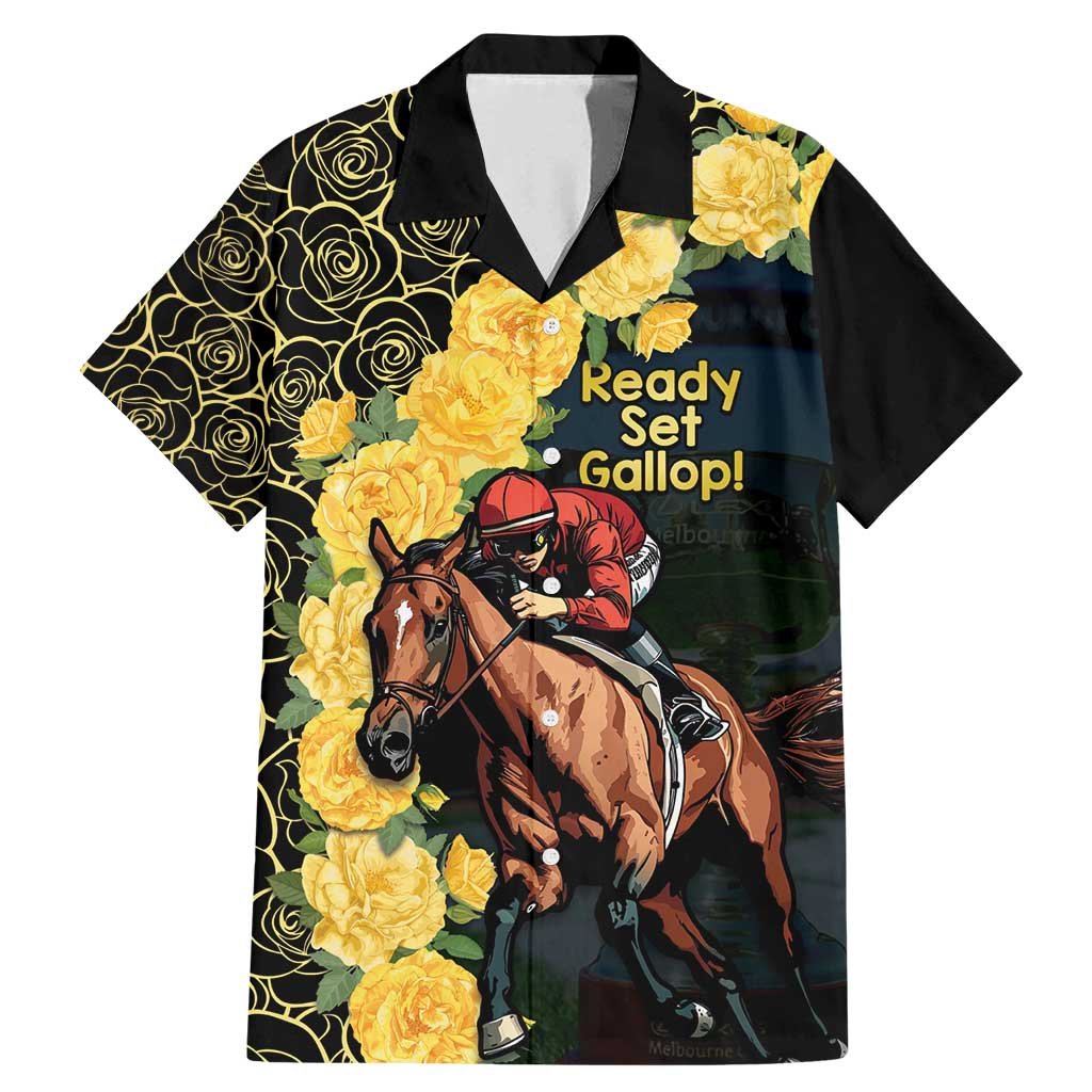 Melbourne Horse Racing Family Matching Mermaid Dress and Hawaiian Shirt Yellow Roses - Ready Set Gallop! - Wonder Print Shop