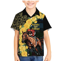 Melbourne Horse Racing Family Matching Mermaid Dress and Hawaiian Shirt Yellow Roses - Ready Set Gallop! - Wonder Print Shop