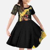 Melbourne Horse Racing Family Matching Off Shoulder Maxi Dress and Hawaiian Shirt Yellow Roses - Ready Set Gallop! - Wonder Print Shop