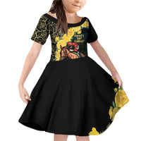 Melbourne Horse Racing Family Matching Off Shoulder Short Dress and Hawaiian Shirt Yellow Roses - Ready Set Gallop! - Wonder Print Shop