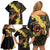 Melbourne Horse Racing Family Matching Off Shoulder Short Dress and Hawaiian Shirt Yellow Roses - Ready Set Gallop! - Wonder Print Shop