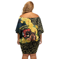 Melbourne Horse Racing Family Matching Off Shoulder Short Dress and Hawaiian Shirt Yellow Roses - Ready Set Gallop! - Wonder Print Shop