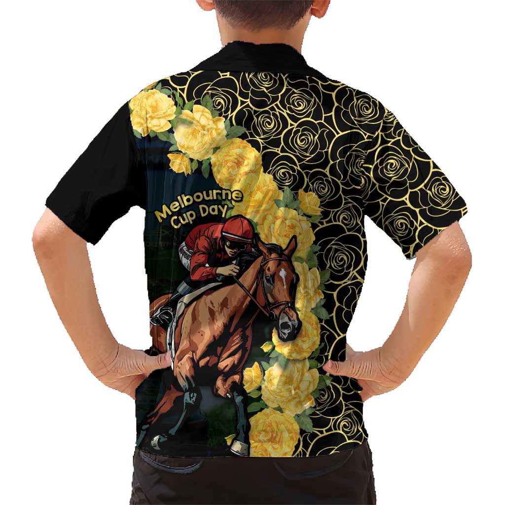 Melbourne Horse Racing Family Matching Short Sleeve Bodycon Dress and Hawaiian Shirt Yellow Roses - Ready Set Gallop! - Wonder Print Shop