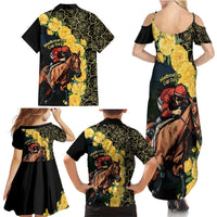 Melbourne Horse Racing Family Matching Summer Maxi Dress and Hawaiian Shirt Yellow Roses - Ready Set Gallop! - Wonder Print Shop